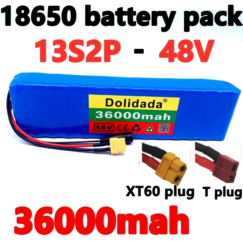 

E-bike Battery 48v 36Ah 18650 Lithium Ion Battery Pack 13S2P Bike Conversion Kit Bafang with BMS + XT60/T Plug