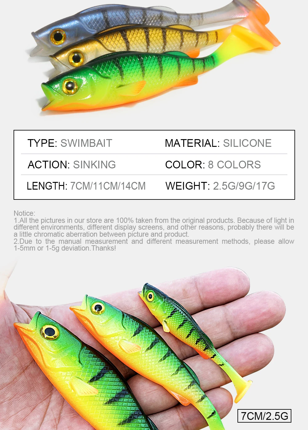 Spinpoler Soft Swimbait Shad Bait Vigour Barsch 7cm 11cm 14cm UV Angelköder Paddel Schwanz Salzwasser Meer Hecht Forelle Leurre Souple – Detail 2