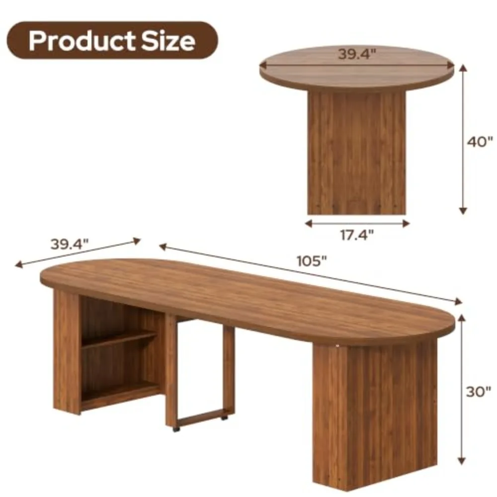 Extendable Dining Table for 4-8 People, 39.4