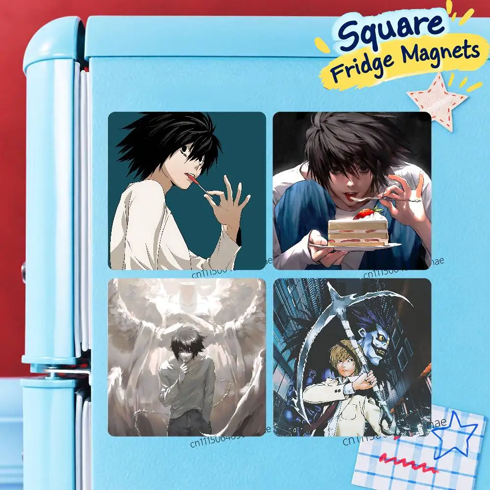 FOR Lawliet Death Note Square Fridge Magnet Print Refrigerator Magnet Soft PVC Magnetic Sticker Kitchen Home Decor Souvenir