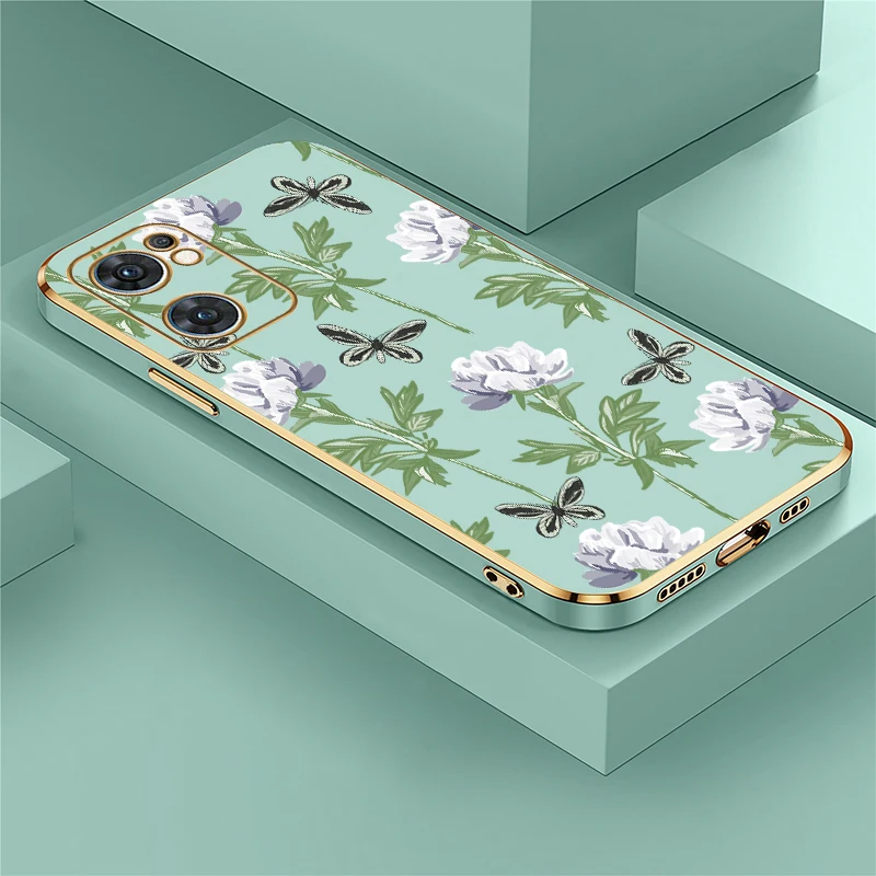 

Силиконовый чехол для телефона с покрытием для OPPO Find K10X K7X K9 X5 X3 Lite K3, роскошный противоударный защитный чехол с принтом цветов и бабочек