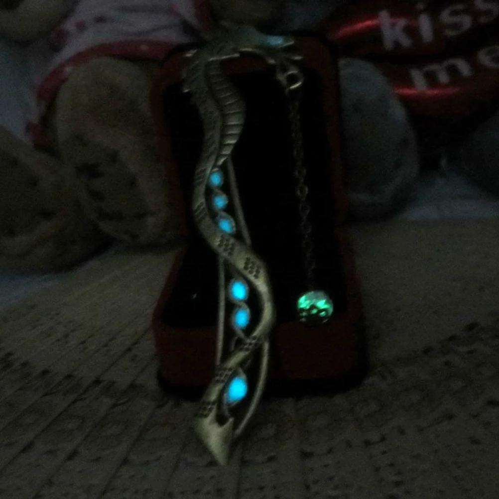 

Hair Barrettes Dragon Shape Bookmark Hairpin Glowing Luminous Beads Shine Student Miss