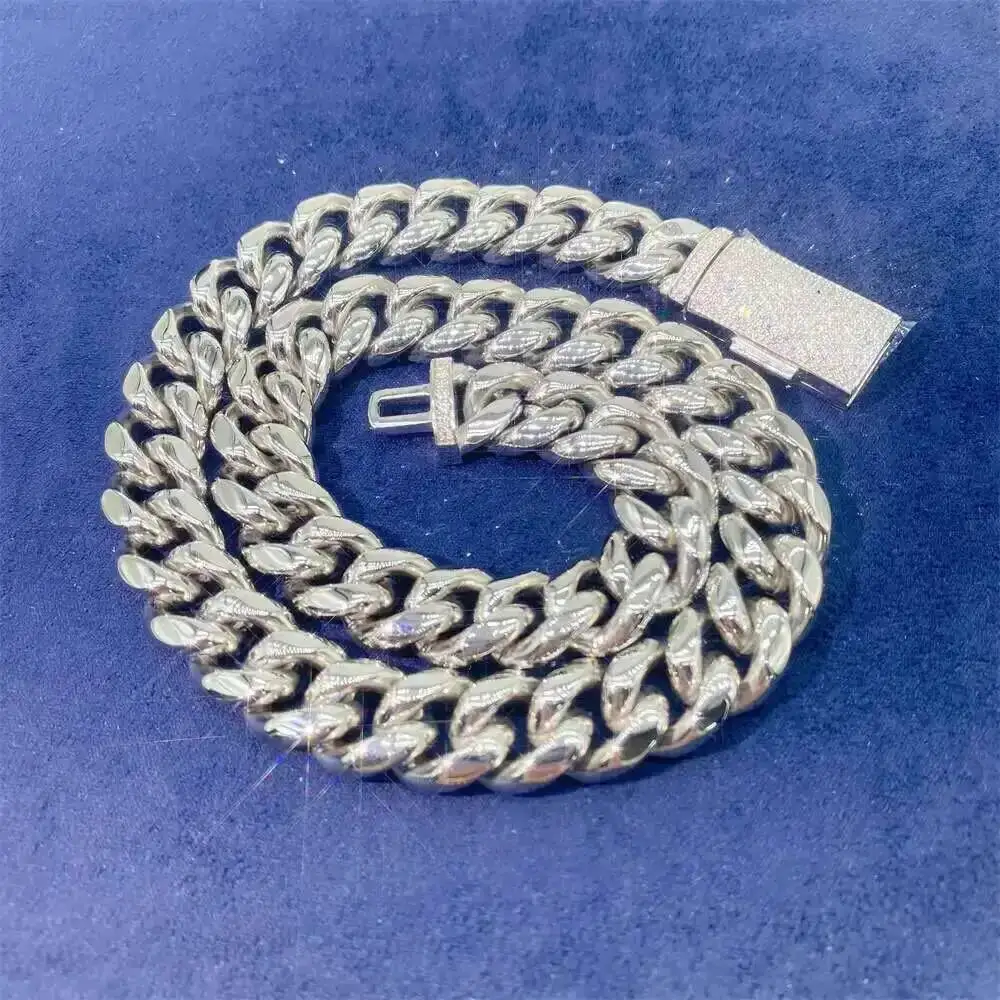 

Браслет с муассанитом, 18 мм, нержавеющая сталь, кубинская цепочка в стиле хип-хоп, ожерелья с застежкой из муассанита Vvs