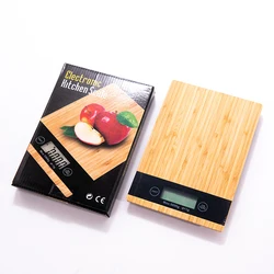 Bamboo Digital Kitchen Scale, Highly Accurate Multifunction Food Scale 5kg/1g, 4 Units LCD Display Scale for Cooking/Baking