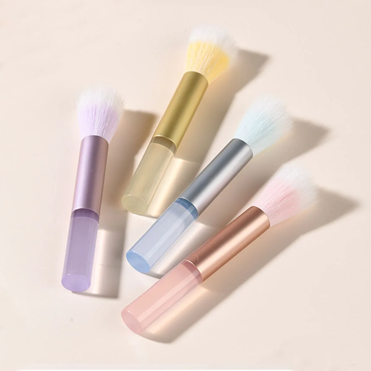 Pinceau à Blush, pinceau de pointillé, pinceau de pointillage à manche en plastique translucide, pinceau de mélange de couleur gelée, pinceau de surbrillance