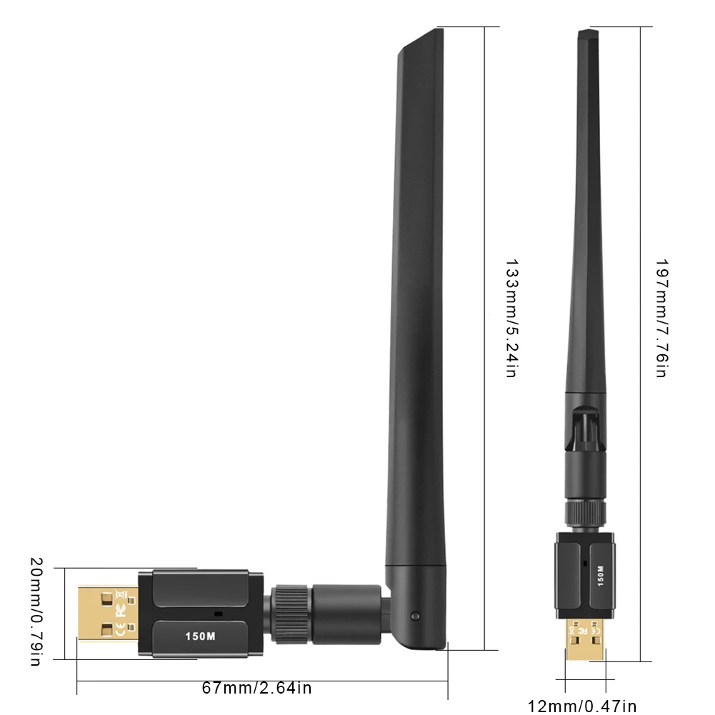 150 متر طويلة المدى USB BT دونغل يدعم Win11/10/8.1/7 USB BT محول مع هوائي للكمبيوتر ماوس لوحة المفاتيح سماعات الرأس