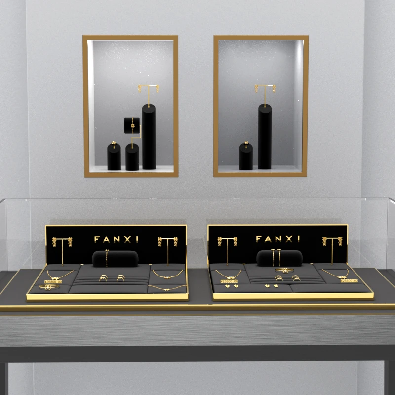 High end jewelry display rack, rings, necklaces, bracelets, counter display, light luxury jewelry display props