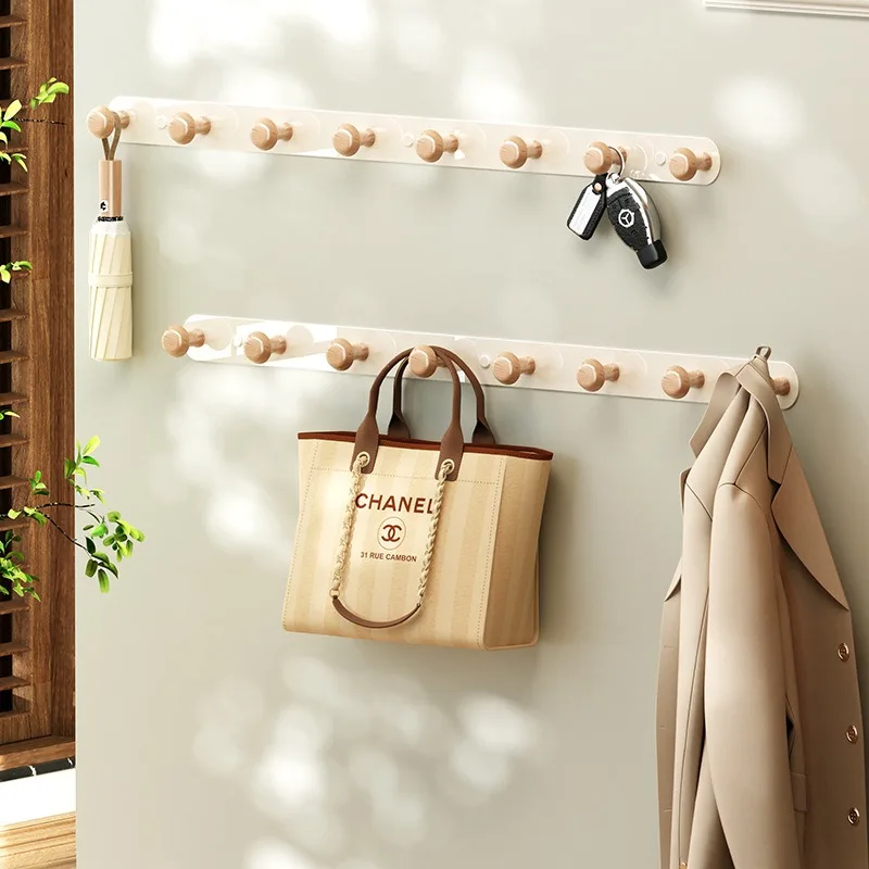 

Metal Luxury No-drill Door Clothes Hanger Simple White Oblong Wall Clothes Hanger Solid Wood Hook Creative Home Decoration