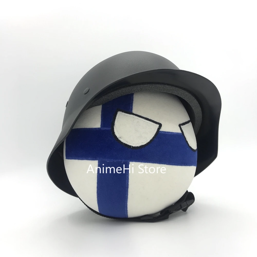 Finland Ball and M35 helmet Doll FIN countryballs plushies Cosplay Polandball Plush Toy for Gift 20CM