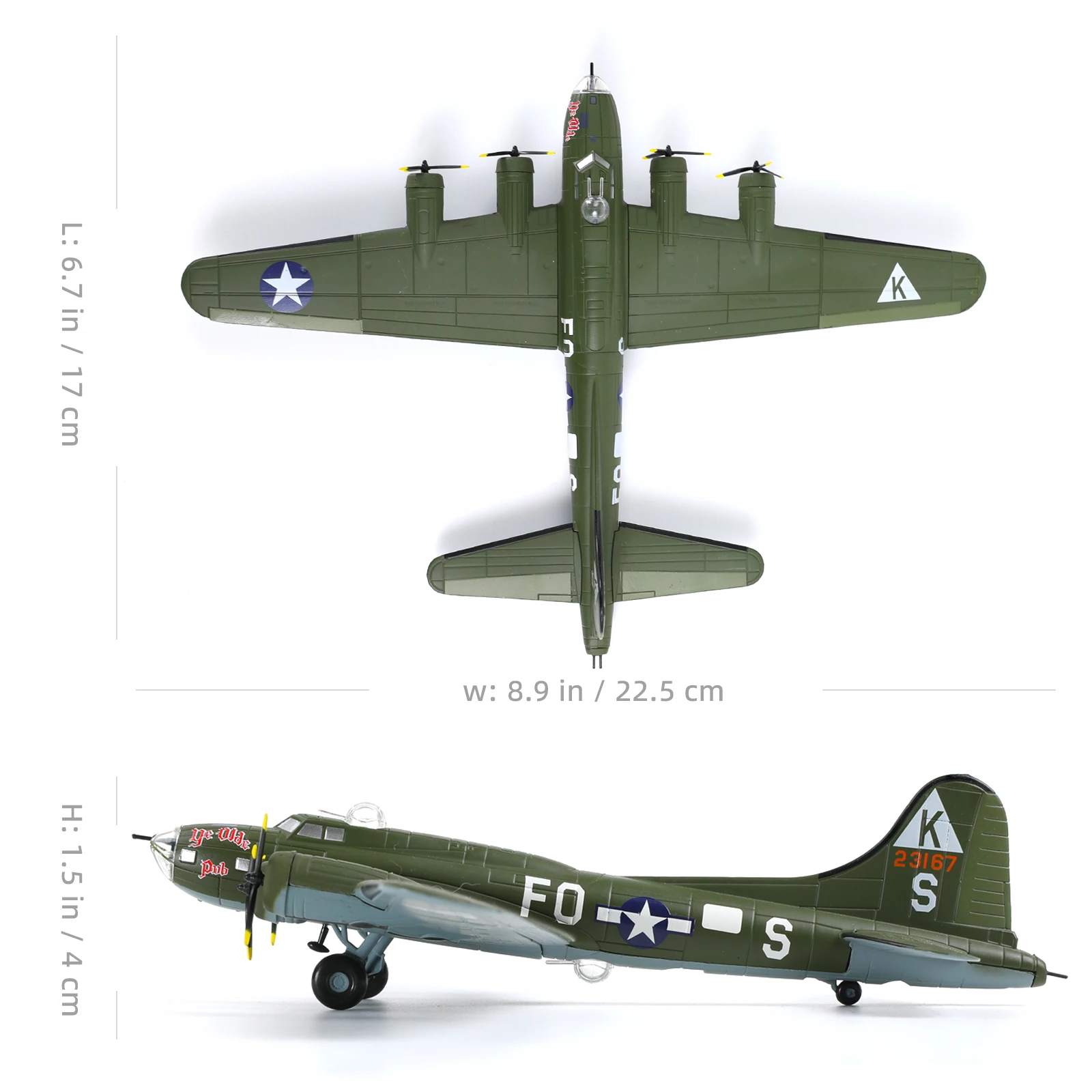NUOTIE B-17F Flying Fortress Bomber 1:144 Metal Model | Military Model Fairchild Republic Diecast Plane Model for Collection