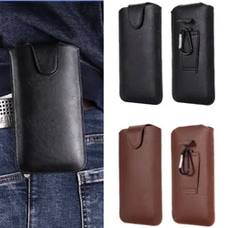 Holster Belt Phone Case 4.7-6.5 Inch Universal For iPhone Samsung Huawei Xiaomi LG Smart Phones Leather Ultra-thin Waist Bag