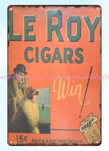 nostalgic retro decoration Le Roy cigars gift for smoker man cave metal tin sign