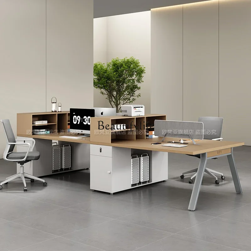 

13Office desk and chair combination simple modern four-person staff booth office furniture