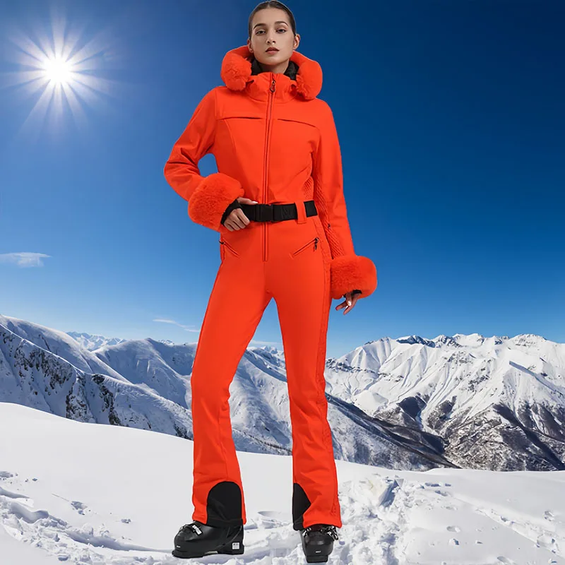 Skiing Suit Women Warm Winter Waterproof Ski Clothes Slim Snowboard Jumpsuits Thick Snowfield Sports Overalls Outdoor Trackwears