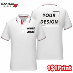 Polo de negócios masculino e feminino, bordado personalizado, logotipo da equipe da empresa, conforto, casual, manga curta, lapela, design, impressão, marca, verão