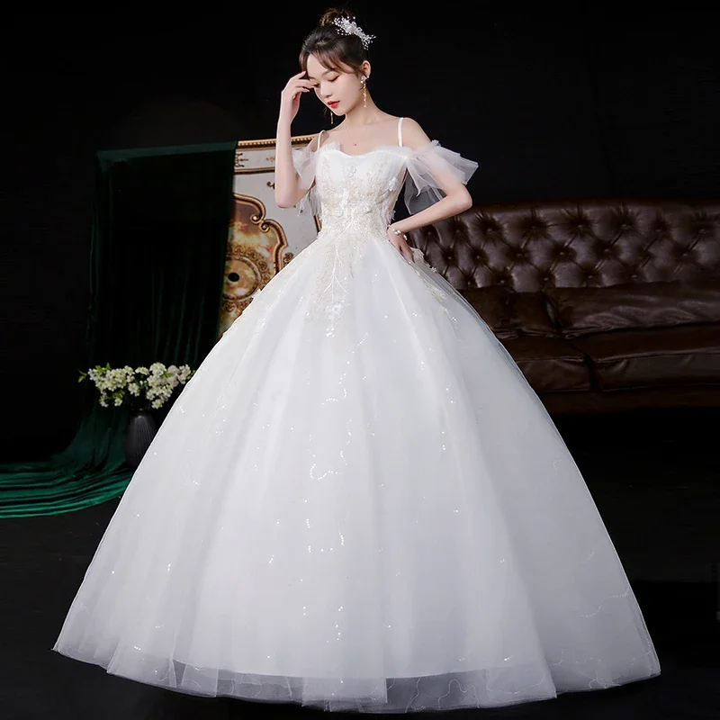 Customized Wedding Dress Bride Strap Plus Size Lace Up Wedding Dresses  Vestido De Novia Ball Gowns