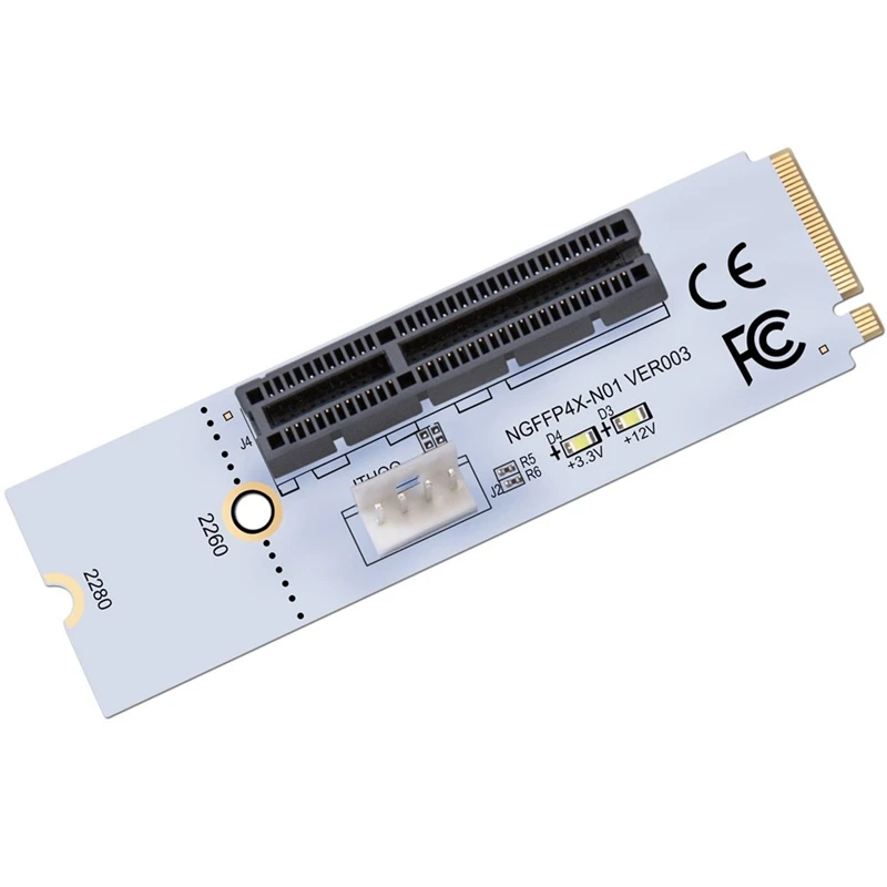 NGFF M.2 To PCI-E 4X Riser Card M2 Key M To Pcie X4 Adapter With LED Voltage Indicator For Bitcoin Miner Mining(3-Pack)