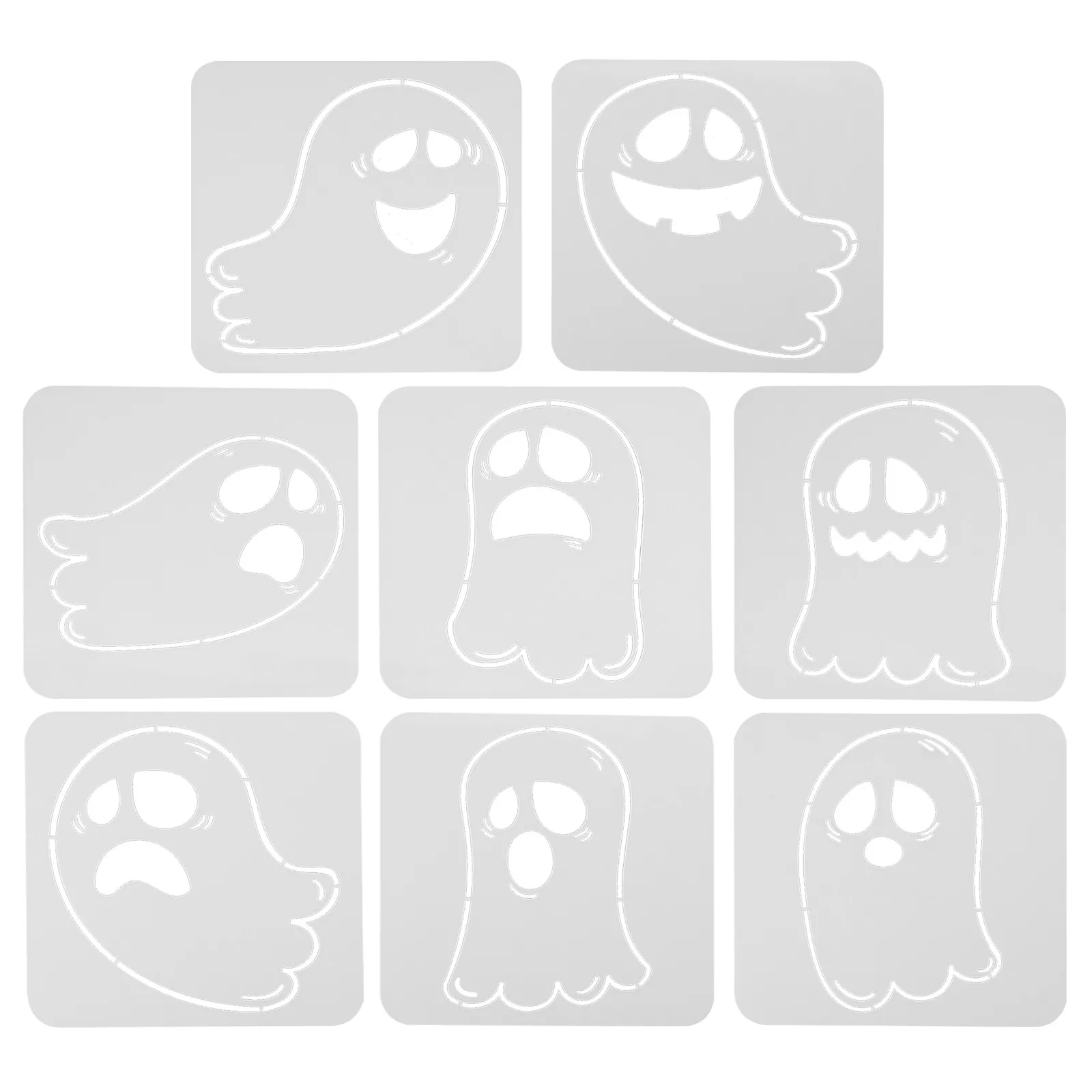 8pcs Halloween Ghost Stencil Templates for DIY Painting, Spraying & Decoration