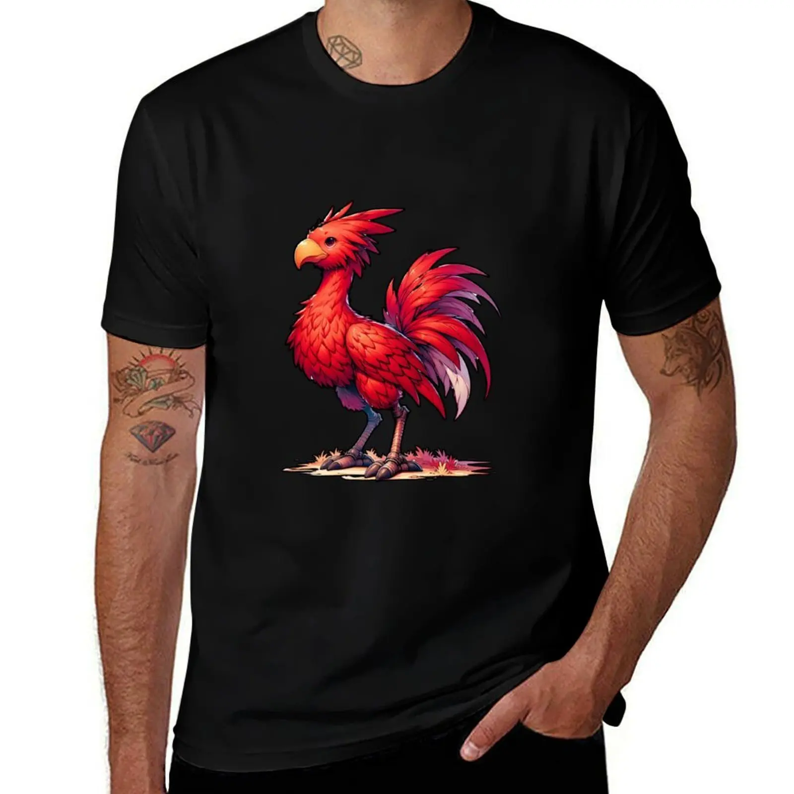 Red Chocobo T-Shirt Casual Everyday Short Sleeve T-Shirt