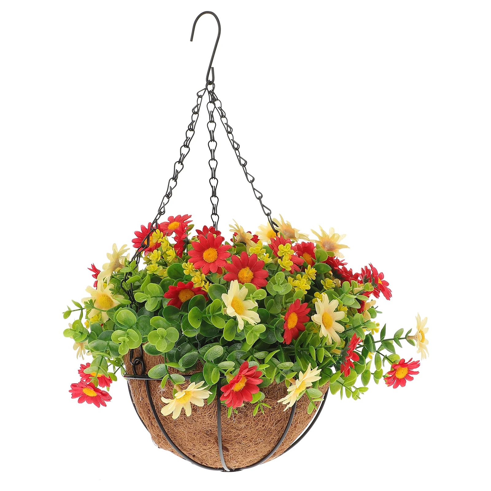 

Wrought Iron Flower Basket Hanging Flowerpot Pot Silk Cloth Fake Plants Indoor Home Garden DecorHanging Flowerpot
