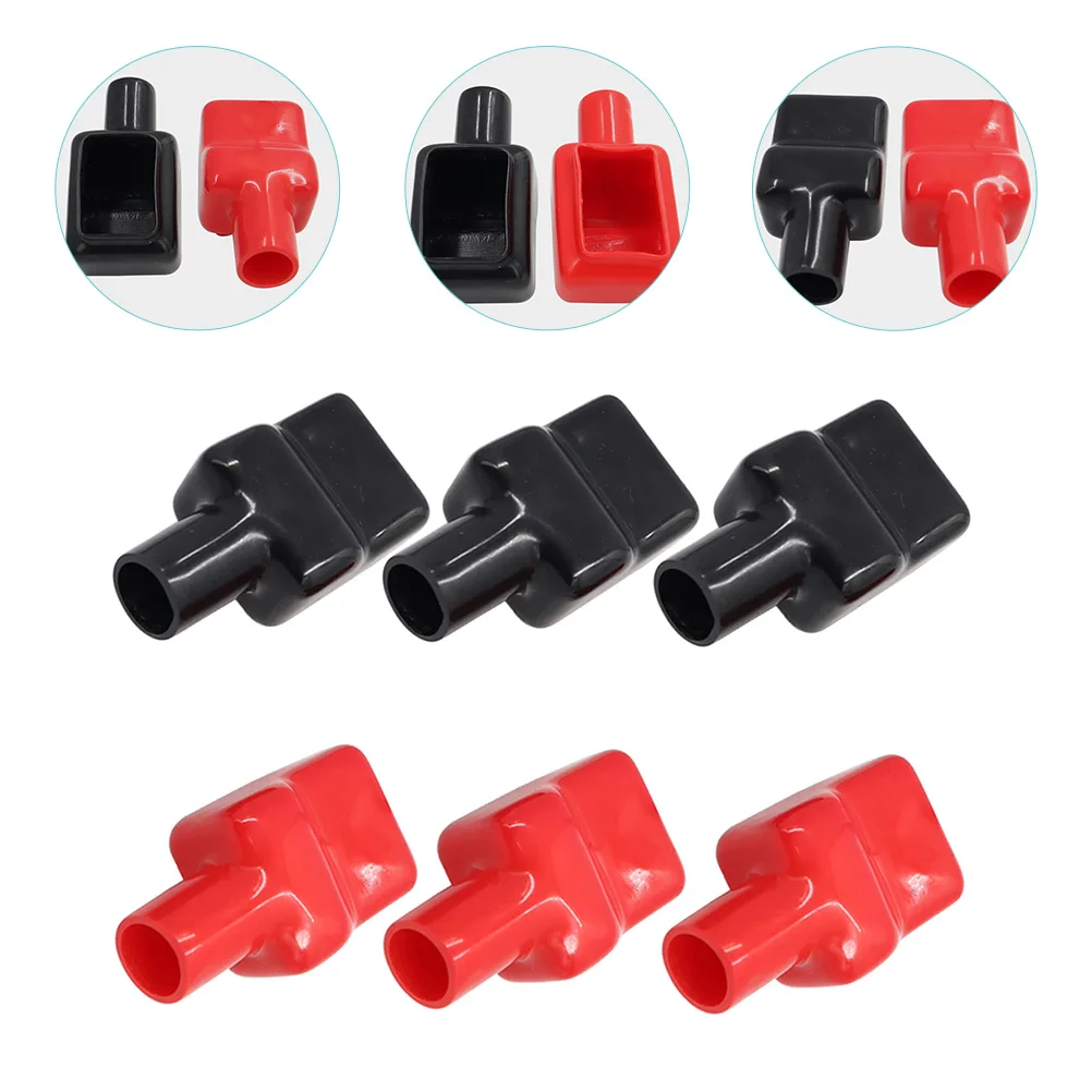 

3 Pairs Insulating Cap Cover for Boat Batteries Car Protector Terminal Shims Rubber Negative Kit