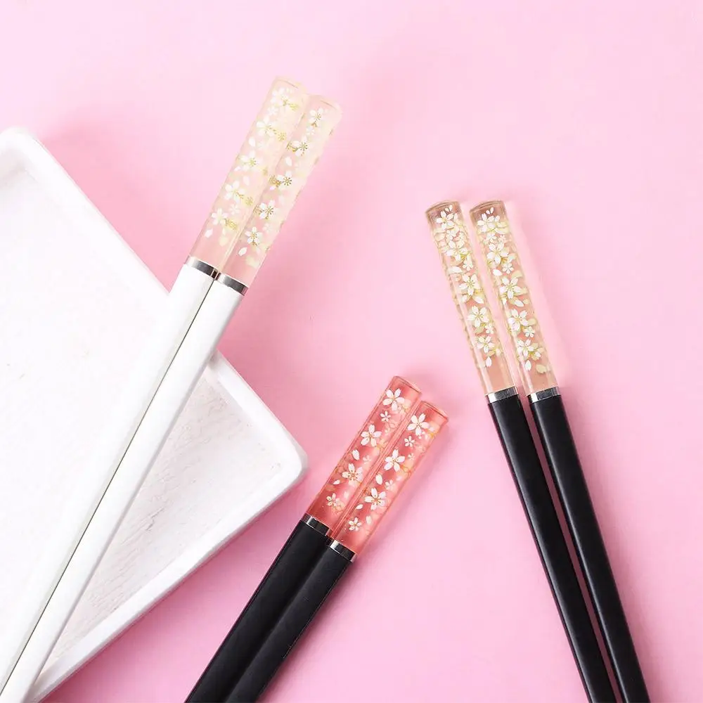 Amber Sakura Japanese Chopsticks Antibacterial Anti-slip High Temperature Resistant Reusable for Sushi Food ChopsticksTableware