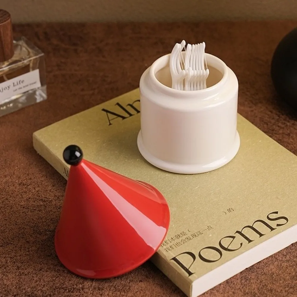 

Light Luxury Toothpick Box Multi-functional Decorative Floss Cotton Swab Organizer House Shape Ceramic Storage Box Kitchen