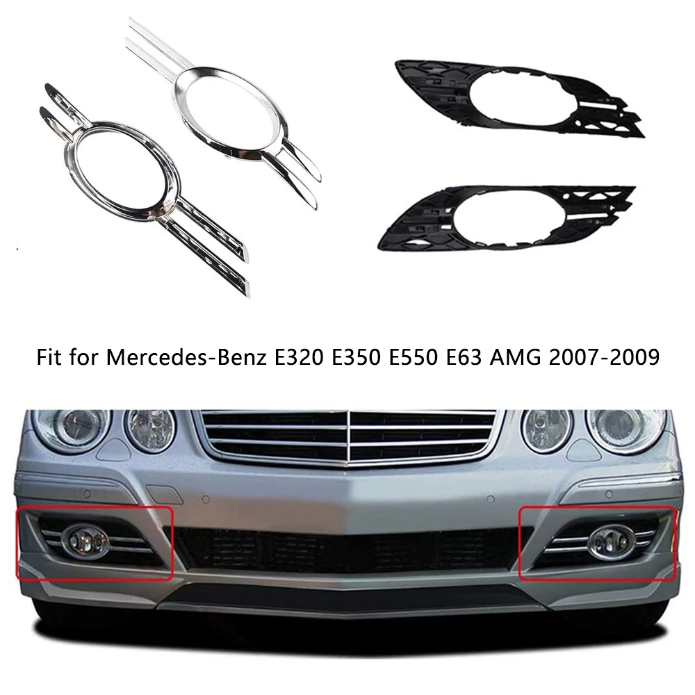 

4 Pcs/Set Front Fog Lights Cover Trims For Mercedes-Benz E320 E350 E63 AMG 2007 2008 2009 2118850922 A2118851174 2118850922