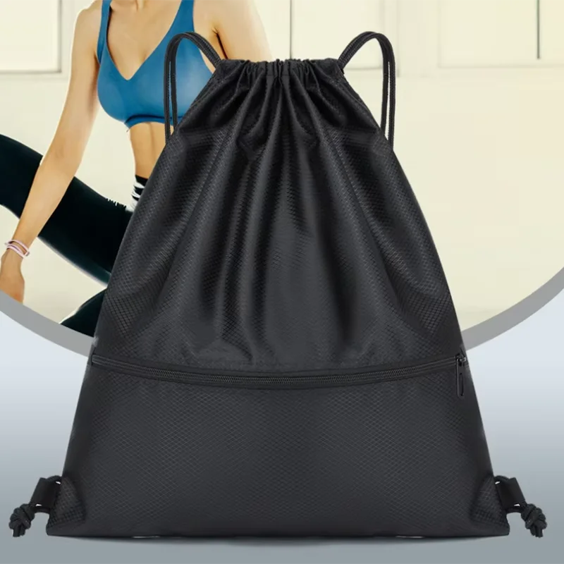 Lightweight Drawstring Backpack for Men and Women Sports Fitness Backpack Outdoor Leisure Backpack Zipper Bag
