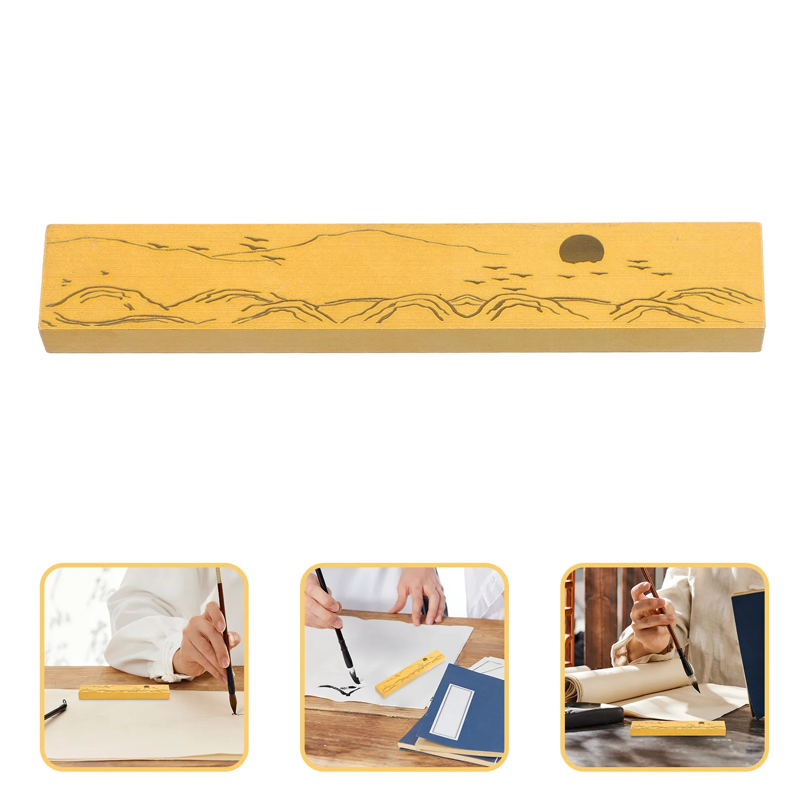 

Brass Paperweight Chinese Calligraphy Heavy Duty Metal Tool for Desk Use Drawing Painting Practice Decorative Engraved Art Paper