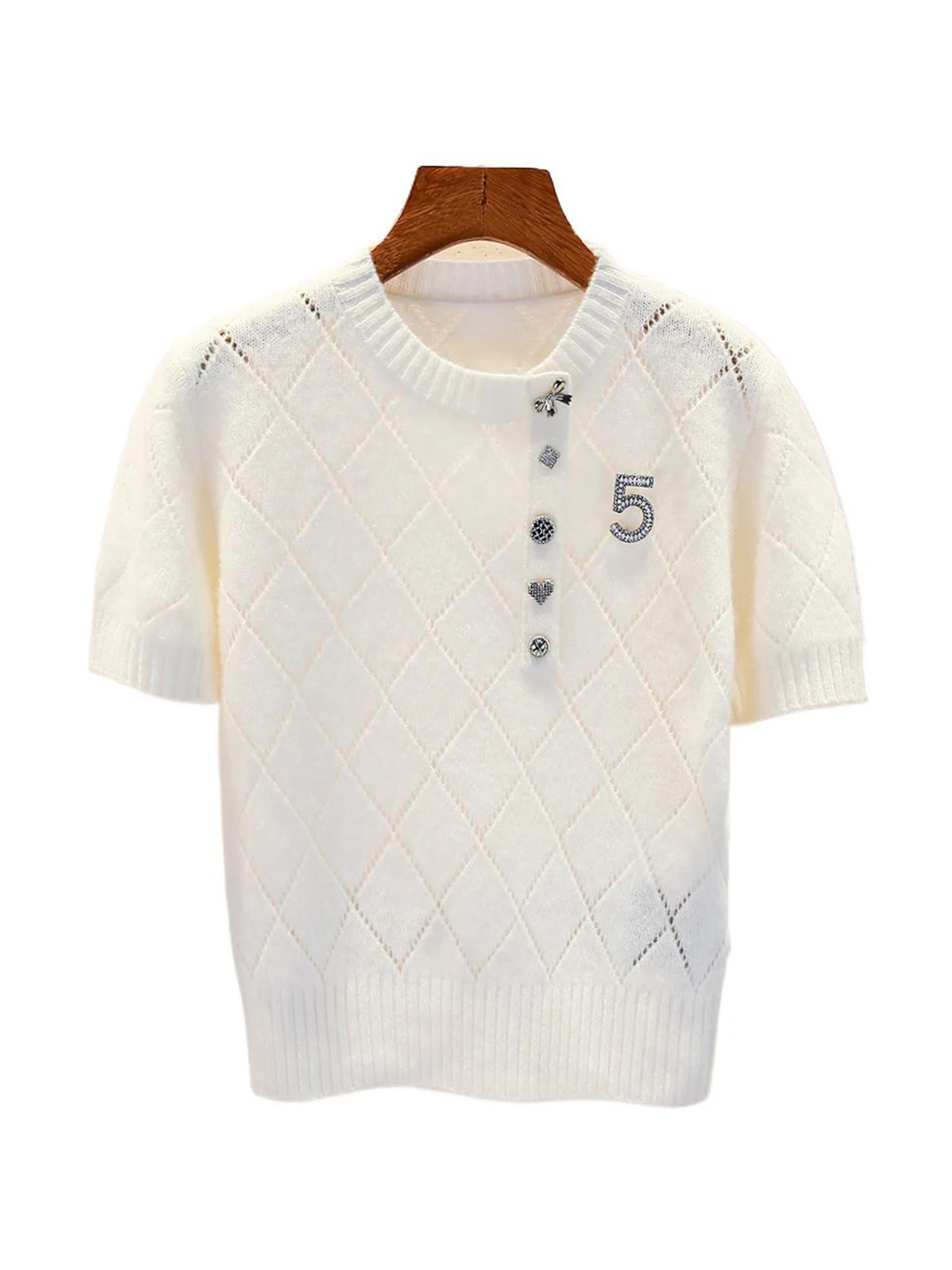 ハイエンドの女性用ニット T-irt 秋冬ダイヤモンドパターンリトルフレンス Sle チャイニーズエラスティッドカフ通気性トップ