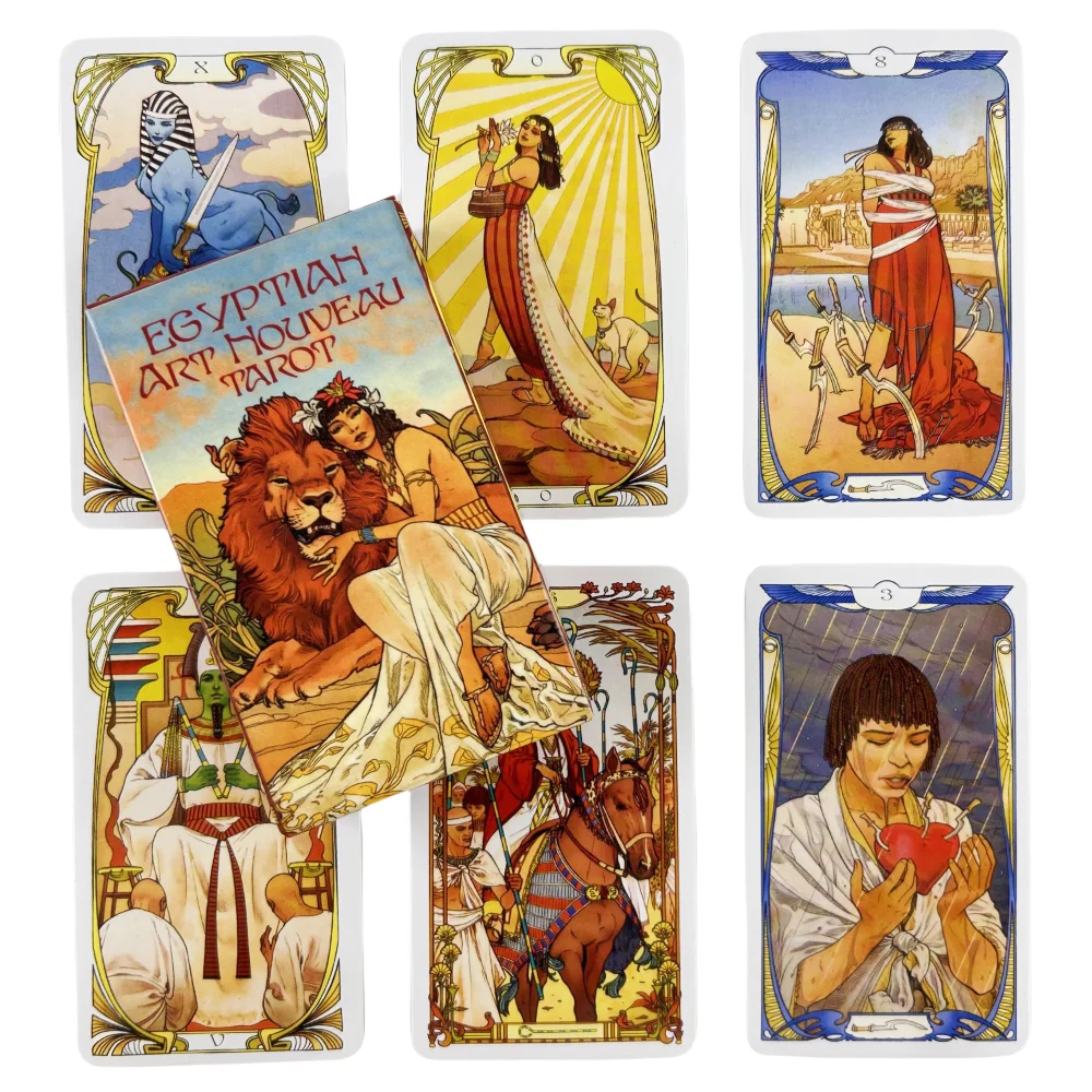 Cartas de Tarot Art Nouveau Egipcias, Mazo de 78 Cartas, Oráculo en Inglés, Edición Visions Divination, Juego de Mesa