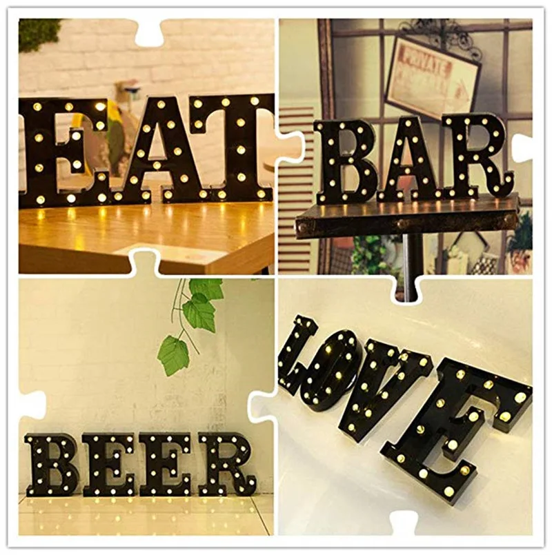 LED Letter Lights Sign Light Up Marquee Letters Sign for Night Light Wedding Birthday Party Christmas Lamp Home Bar Decoration