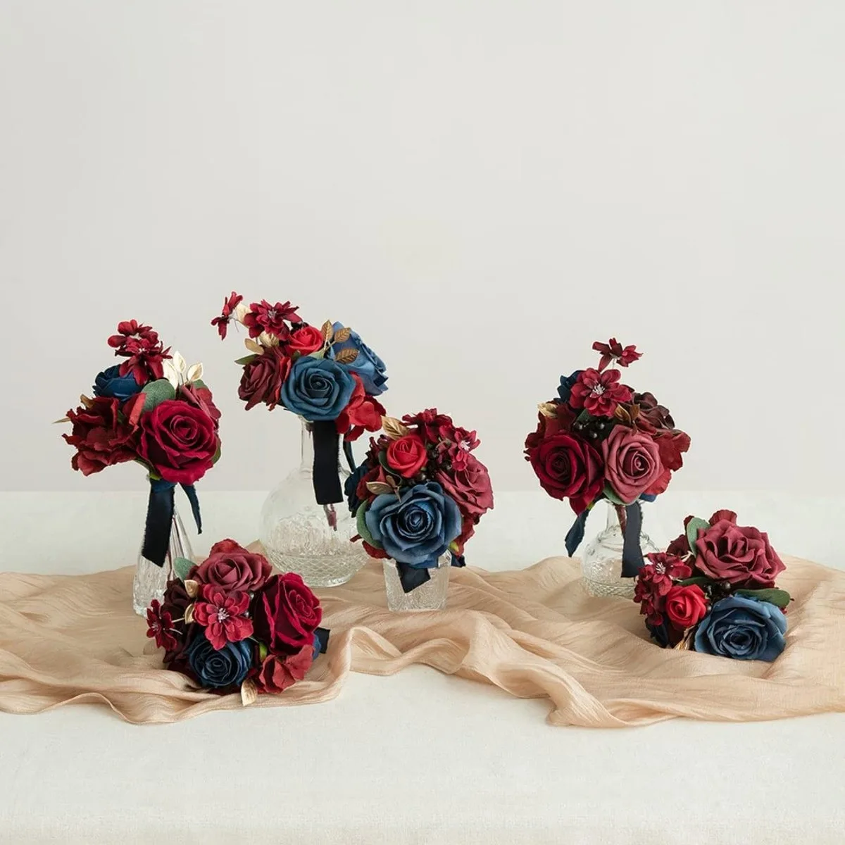 

6 件 Mini Wedding Flowers 5.9Inch Bridesmaid Bouquets Wedding Table Centerpieces Small Floral Centerpieces Bouquets for