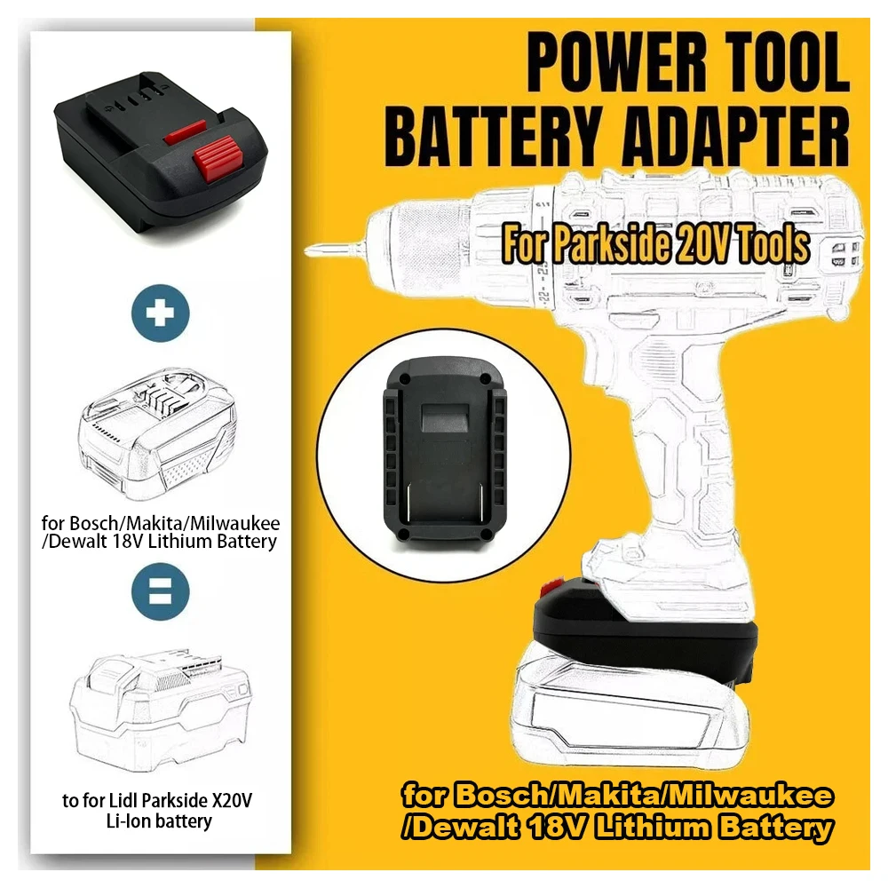 Adaptador batería 18V Makita Bosch Milwaukee Dewalt a Parkside X20V - imagen 4