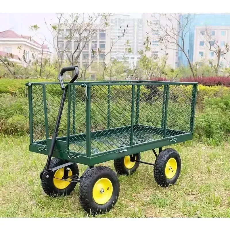 JX-29 Large Four-Wheel Trailer Sweet Potato Cart Net Cart Elevated Stall Camping Transport Cart view 3