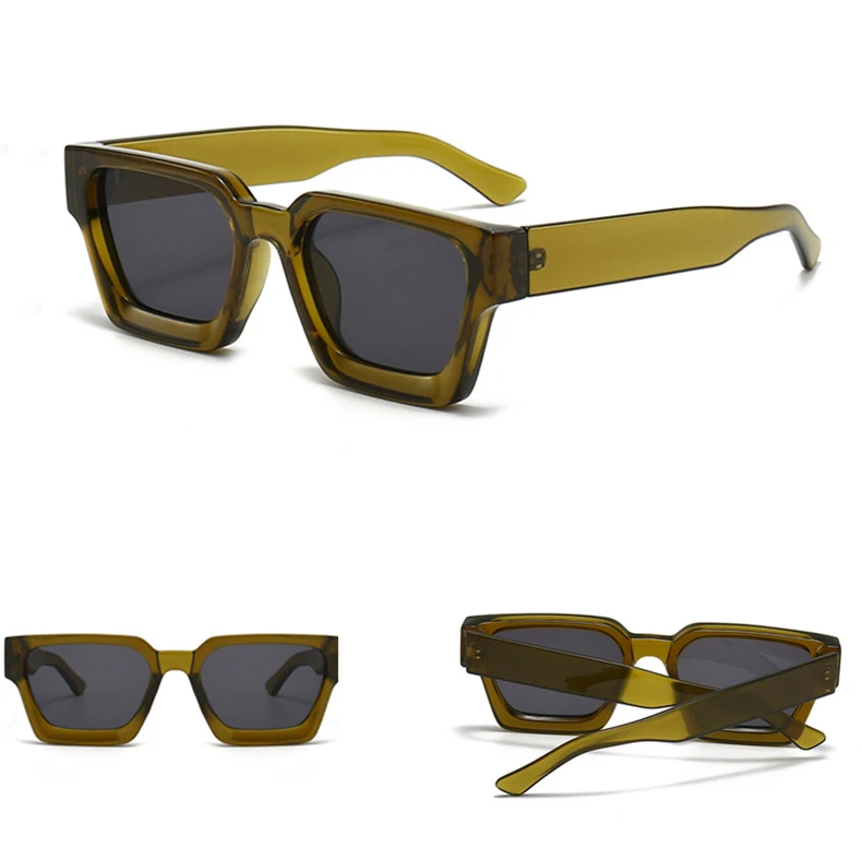 SO&EI Fashion Square Frauen Luxus Sonnenbrille Retro Marke Designer Männer Trend Leopard Blau Grün Sonnenbrille Shades UV400 – Detail 27