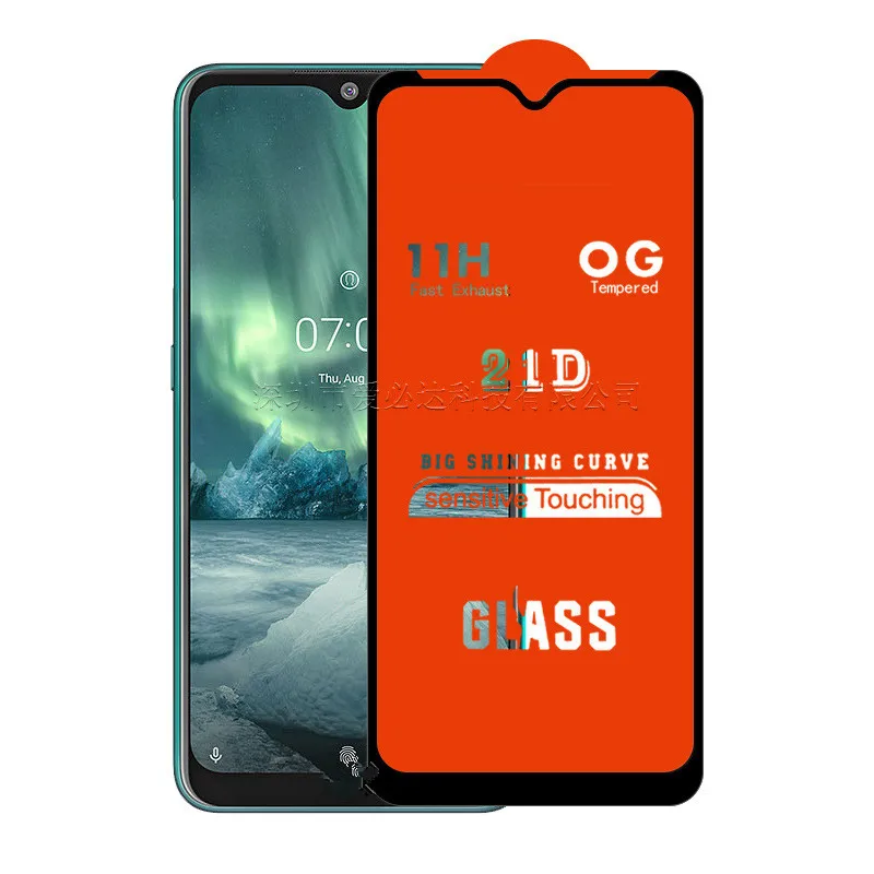 2 pçs 21d vidro temperado curvo para nokia 7.2 capa completa 11h película protetora protetor de tela para nokia 7.2