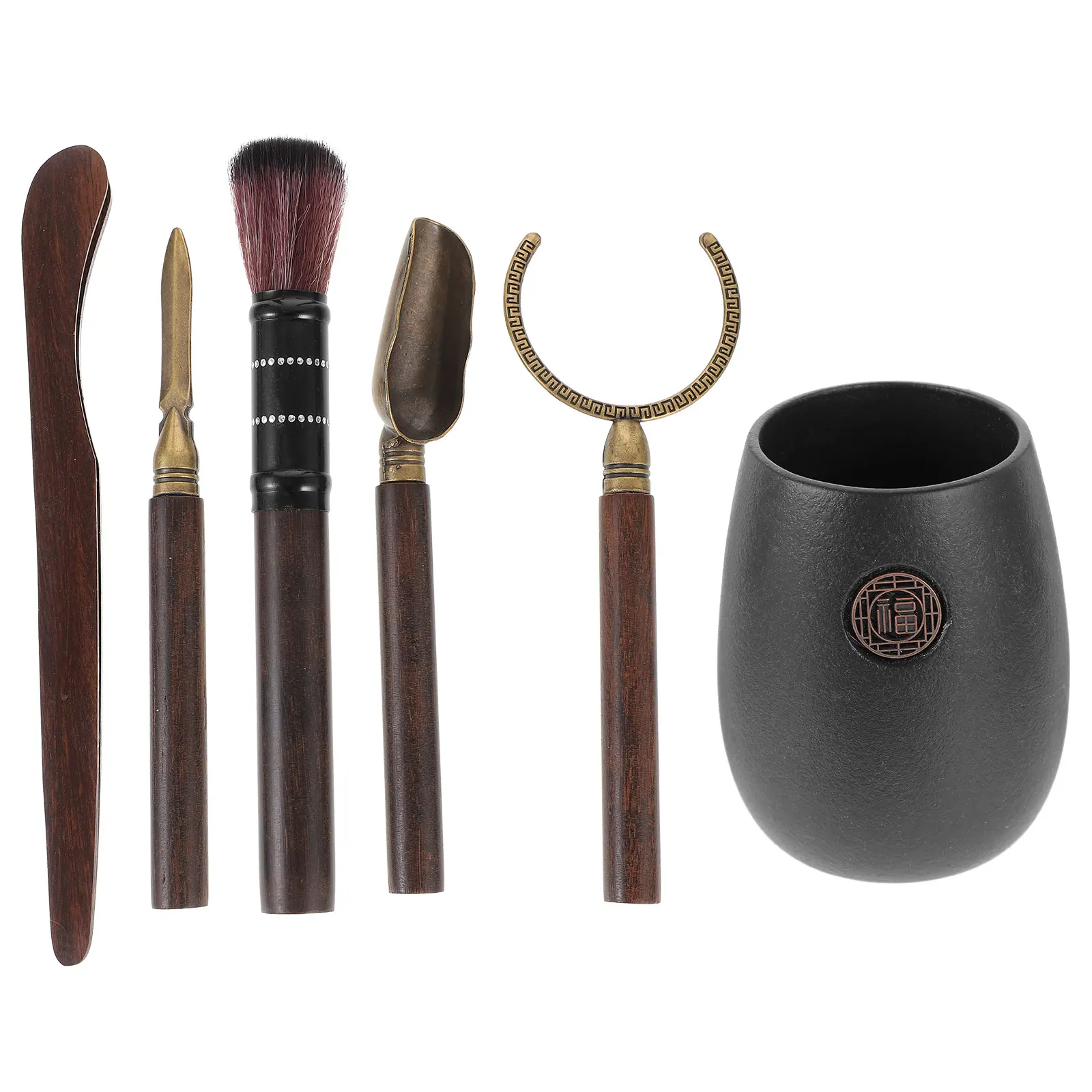 

Six Gentlemen Ceremony Accessories 1 Set Smooth Ceramic Material Kung Fu Tools Gifts Tea Making Tools Retro Hand