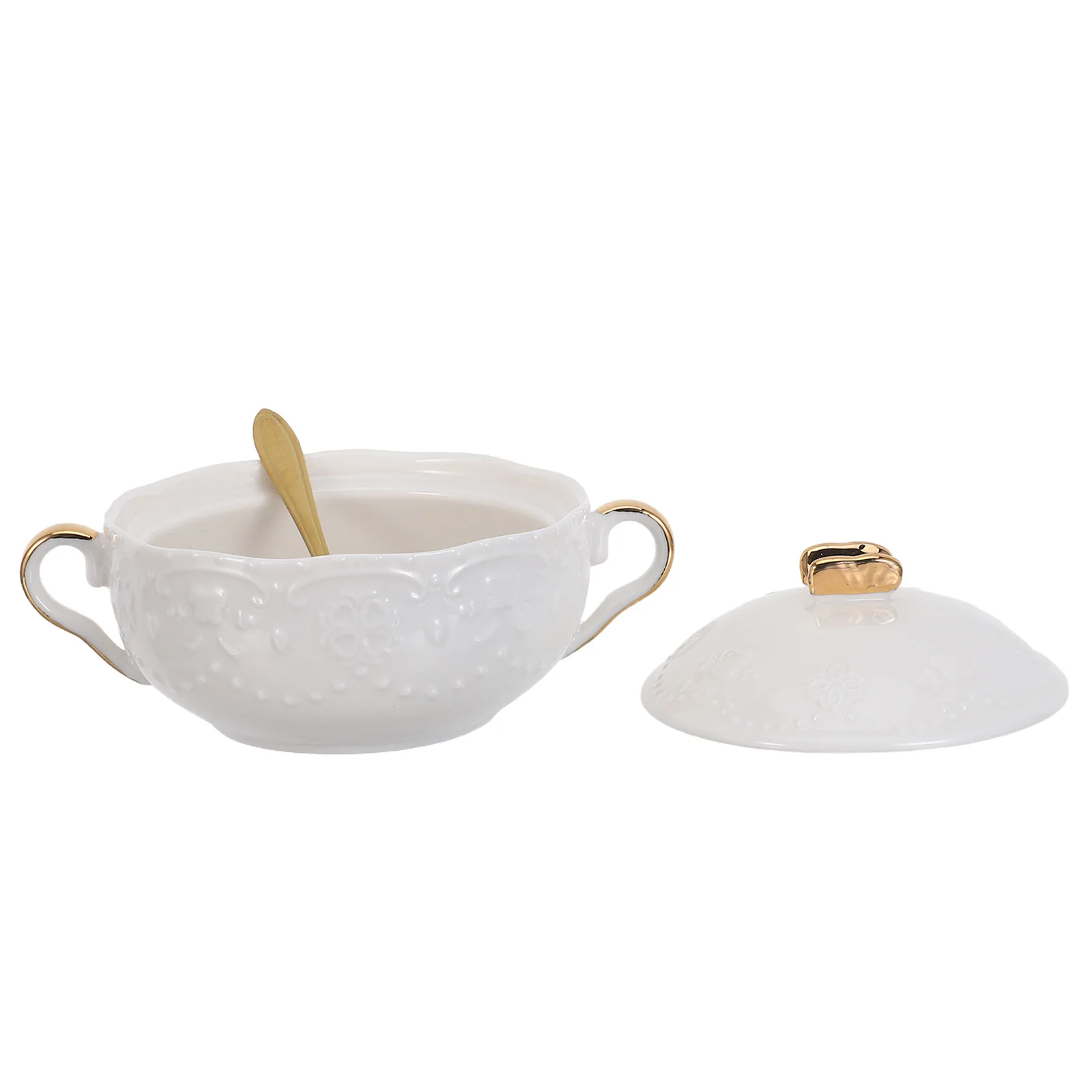 

1Set Multipurpose Bowl Ceramic Dessert Salad Soup Fruit Serving Bowls with Comfortable Handles Elegant Home Kitchen Dining Table