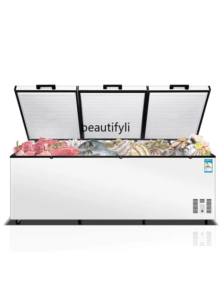 E132 خزانة تجميد ثلج تجارية كبيرة، سوبر ماركت ومتجر مريح، ثلاجة أفقية للتخزين البارد #3
