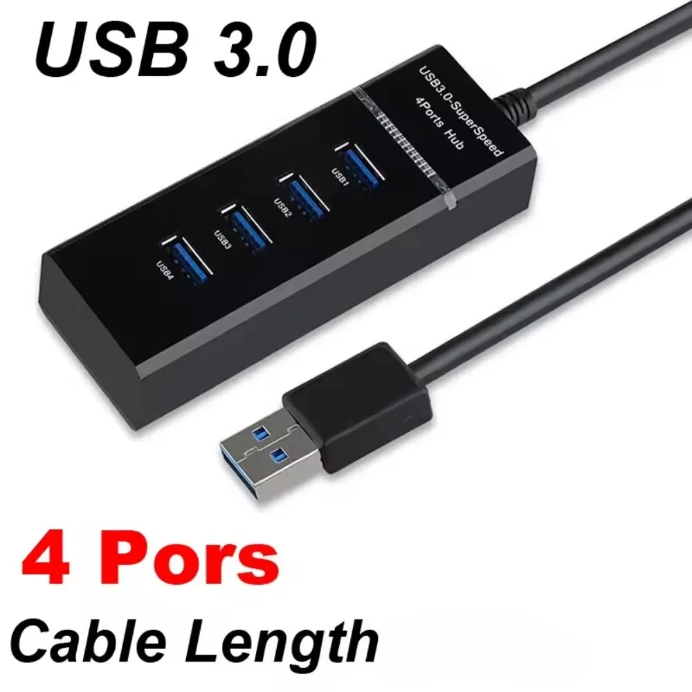 

4 Ports 2.0 3.0 USB HUB Splitter High Speed Multi Splitter USB Adapter Expander Cable For Desktop Huawei Xiaomi Laptop Adapter