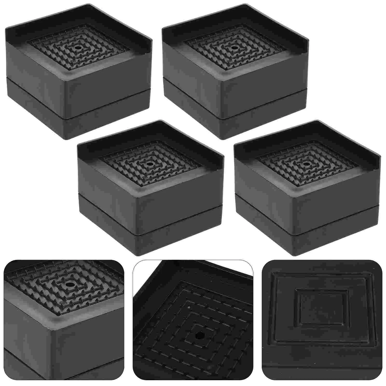 

4 Pcs Furniture Floor Mat Rubber Bed Riser Shockproof Foot Pads Rug Lift Heavy Duty Risers Polypropylene Lifting