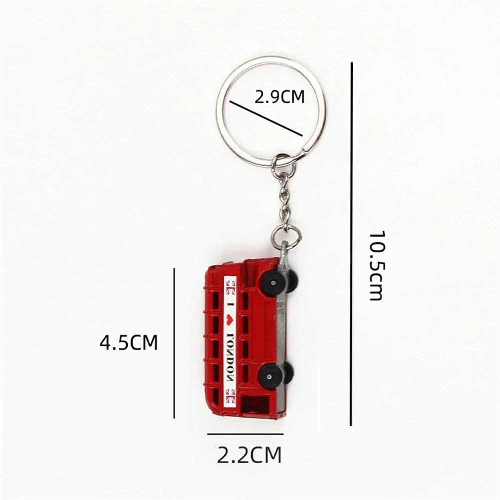 Classical Double-decker London Bus Key Chain Red Postbox Telephone Booth Keychain Travel Souvenir Pendant For Men Birthday Gift