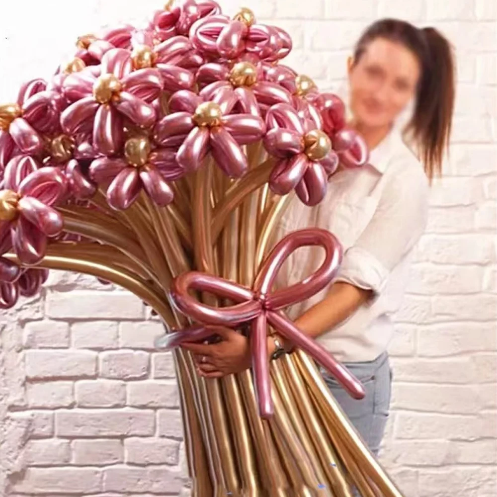 10/20/30 Stück lange Metallballons Metallic Silber Blau Lila Grün Chrom Roségold Langer Ballon für Geburtstag Babyparty Dekor – Detail 4