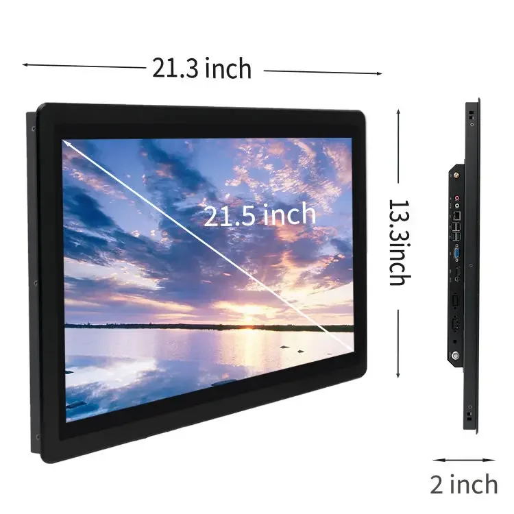 Industrial lcd monitor 21.5 inch open frame touch screen machine full HD cabinet android system all in ane pc