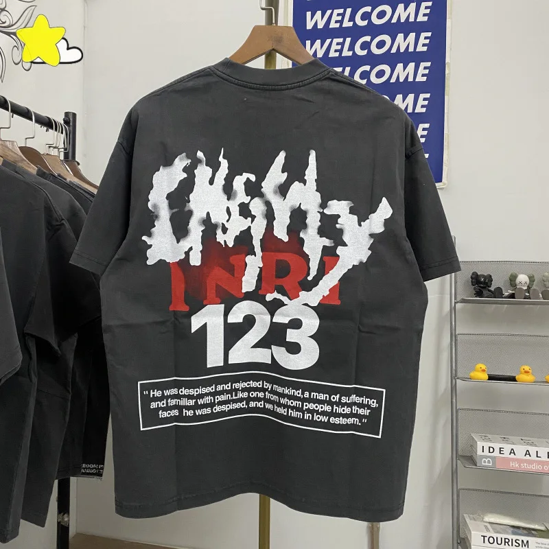 

Heavy Fabric Cotton Vintage Washed Black RRR123 T-Shirt Men Women Classic Logo Print Short Sleeve Tee Summer T Shirt