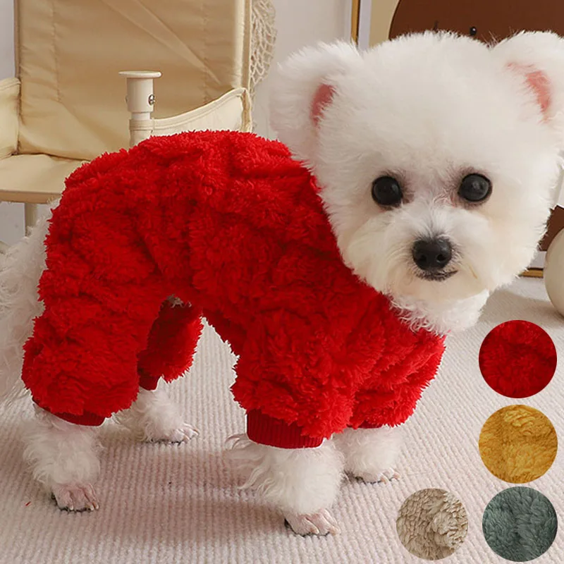

Dog Winter Clothes Warm Costume Plush Overalls Jumpsuit For Small Dogs Shih Tzu Dachshund Puppy Pajamas All-In-One Tracksuits XS