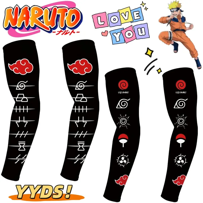 Nueva Manga Protectora Solar de Seda Fría con Diseño Creativo de Personajes de Anime de NARUTO: Uzumaki Naruto, Uchiha Sasuke, Hatake Kakashi