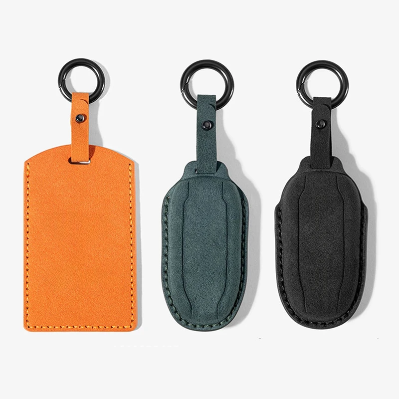 Car Key Fob Case Cover Shell Fob for Tesla Model 3/X Model S/Y Keychain Key Bag Holder Protector Suede Key Case Accessories